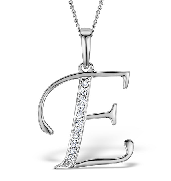 925 Silver Lab Diamond Initial 'E' Necklace 0.05ct